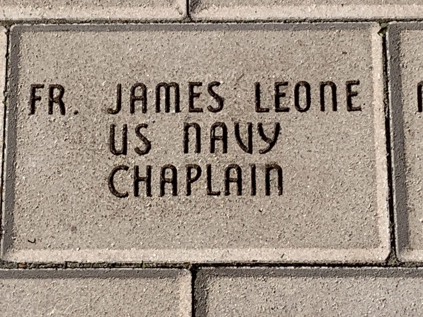 Memorial brick: Fr. James Leone, US Navy, Chaplain